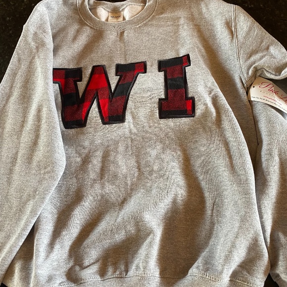 New! Wisconsin appliqué state college university letters sweatshirt - Picture 1 of 2